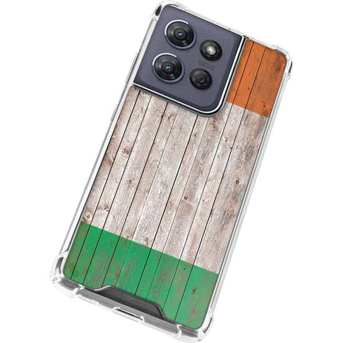 Ireland Flag Dark Wood Moto G Power 5G (2025) Clear Case